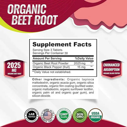 Organic Beet Root Powder Tablets - 2040mg